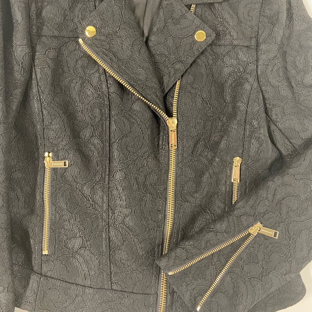 Stunning!!!! Michael Kors Moto Black Lace Fully Lined Jacket